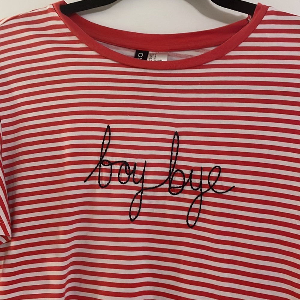 Divided H&M striped flutter sleeve boy bye small crop top - Picture 3 of 6